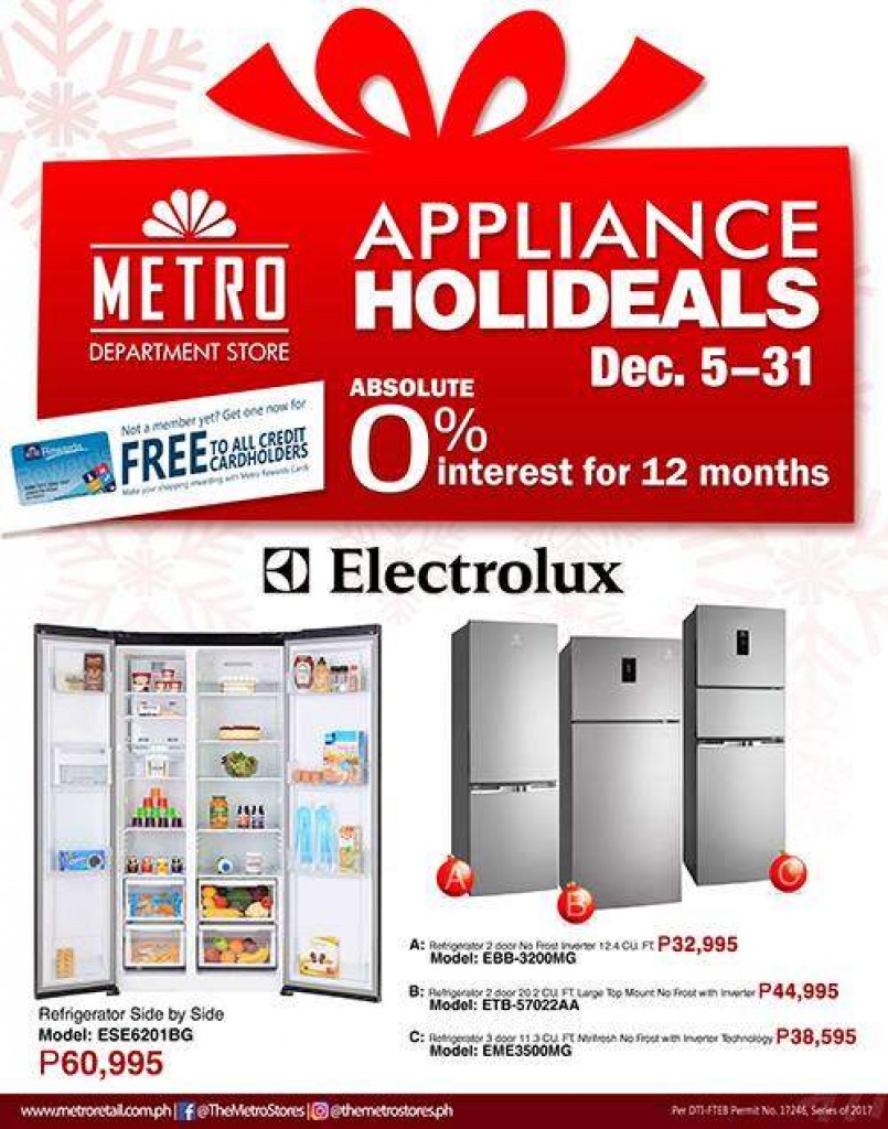 Metro Department Stores' Appliance HoliDeals until December 31, 2017
