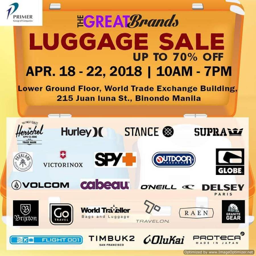The Great Brands&#39; Luggage Sale - April 18-22, 2018