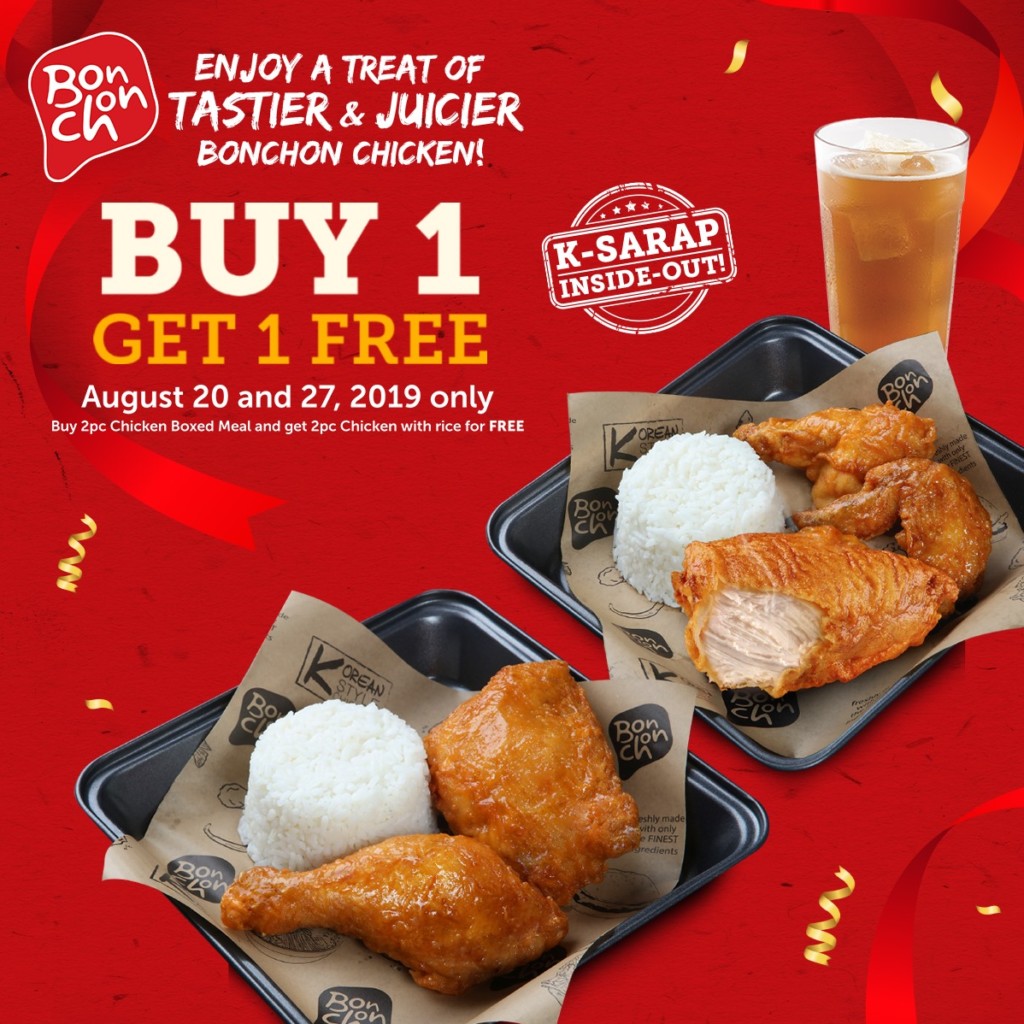 Bonchon's Buy 1 Get 1 Promo for 2pc Chicken Boxed Meal on