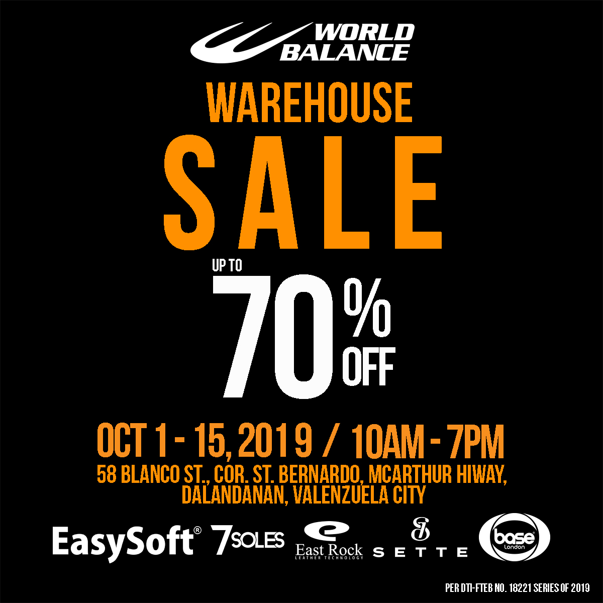 World Balance October Warehouse Sale 2019
