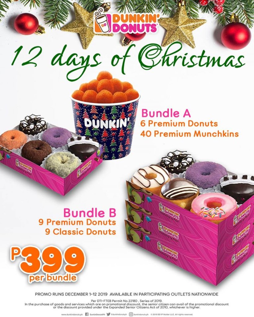 Dunkin' Donuts 12 Days of Christmas Promo until December 12