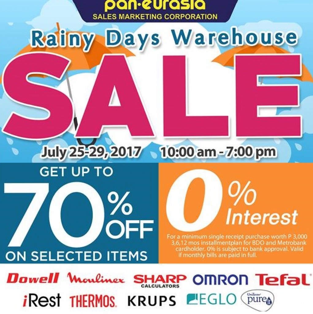 Rainy Days Warehouse Sale at Pan-Eurasia from July 25 to 29, 2017! Optimized Pan Eurasia Featured 1021x1024 1500859794