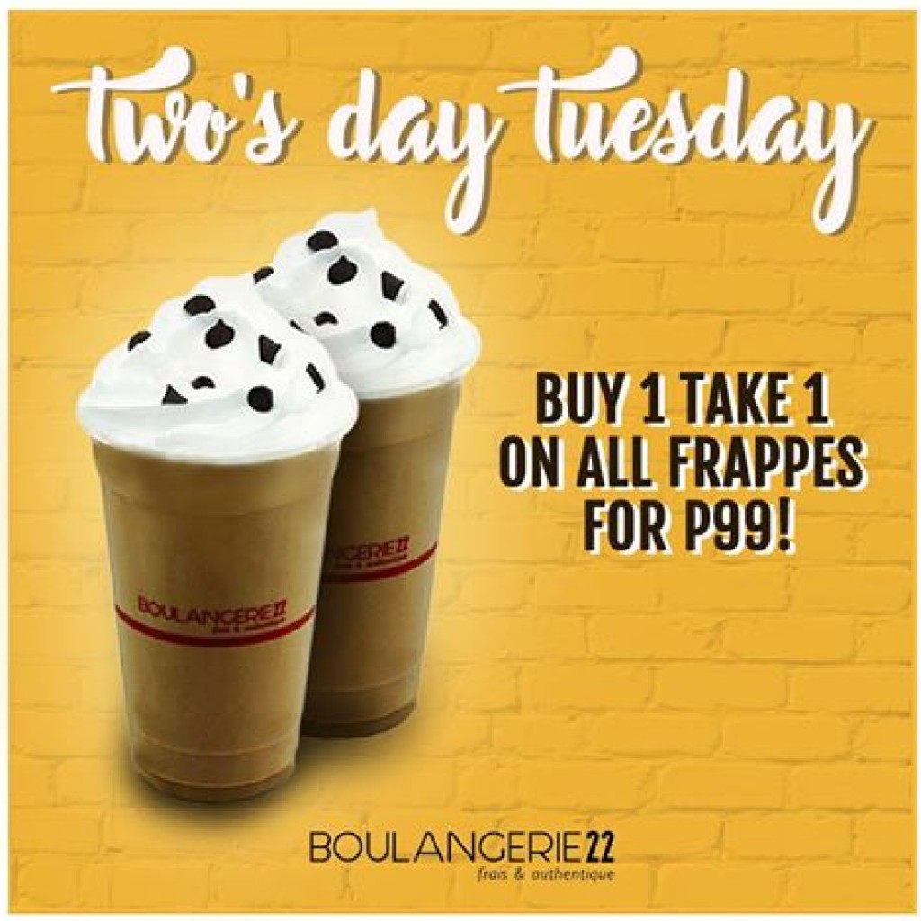 Boulangerie22 Twos for Tuesday for Php 99- Sweet Treats for August Boulangerie22 Twos for Tuesday