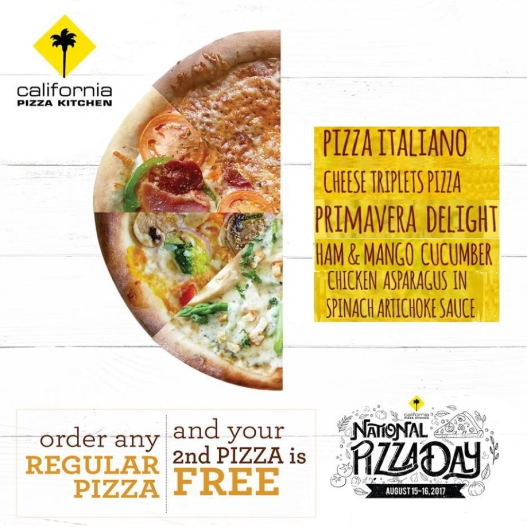 Buy 1, Take 1 FREE Pizza at California Pizza Kitchen - August 15 and 16, 2017 California Pizza Kitchen