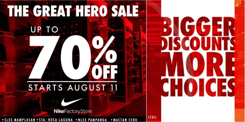 EXTENDED: Nike Factory Store's The Great Hero Sale - August 11-22, 2017 ONLY! The Great Hero Sale