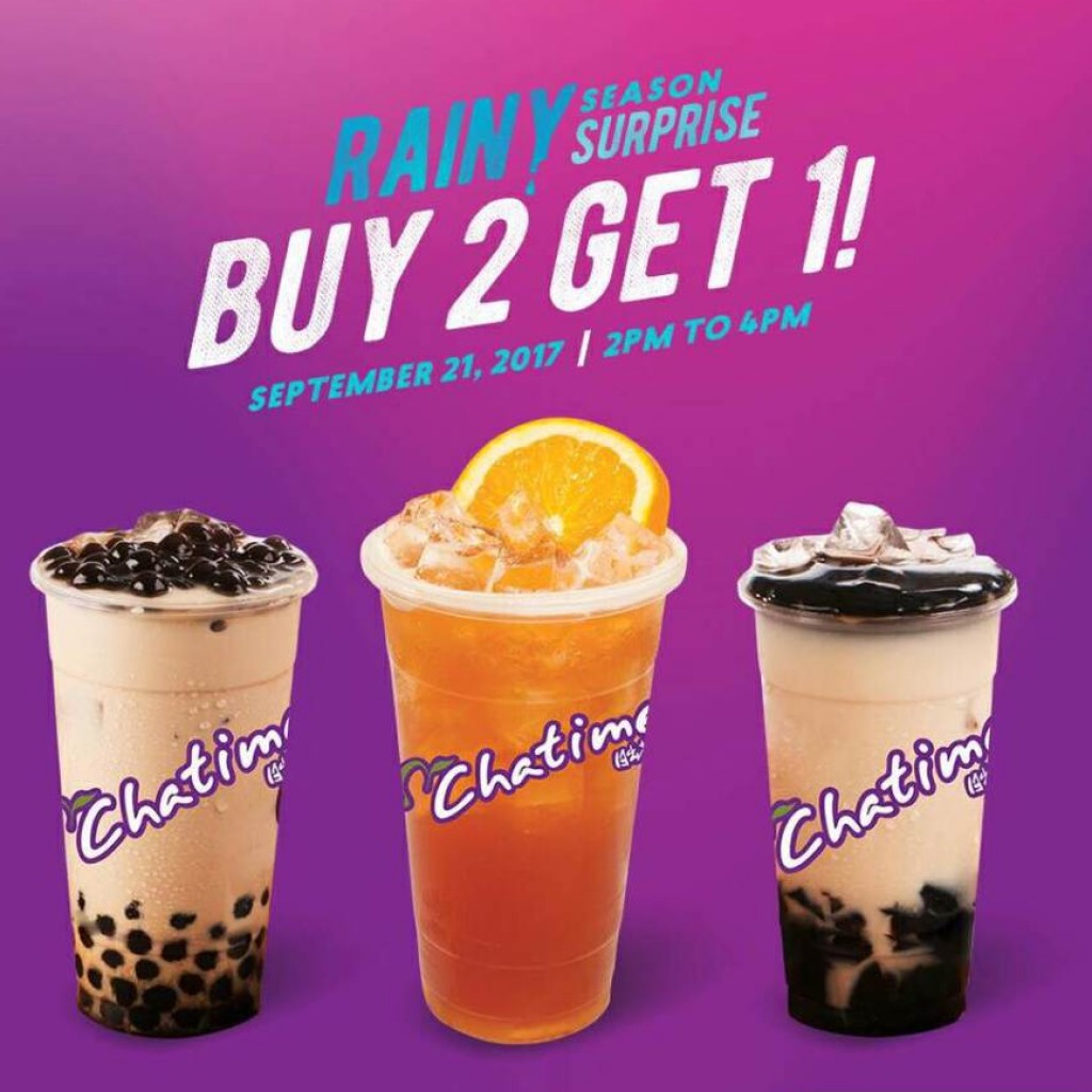 Chatime Philippines' Rainy Season Surprise - Buy 2 Get 1 FREE Promo on September 21 Only Chatime Philippines' Rainy Season Surprise