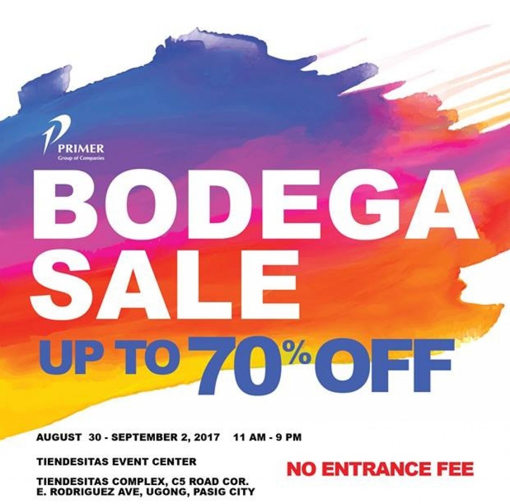Up to 70% OFF at Primer Bodega Sale in Tiendesitas until September 2, 2017 Primer Bodega Sale