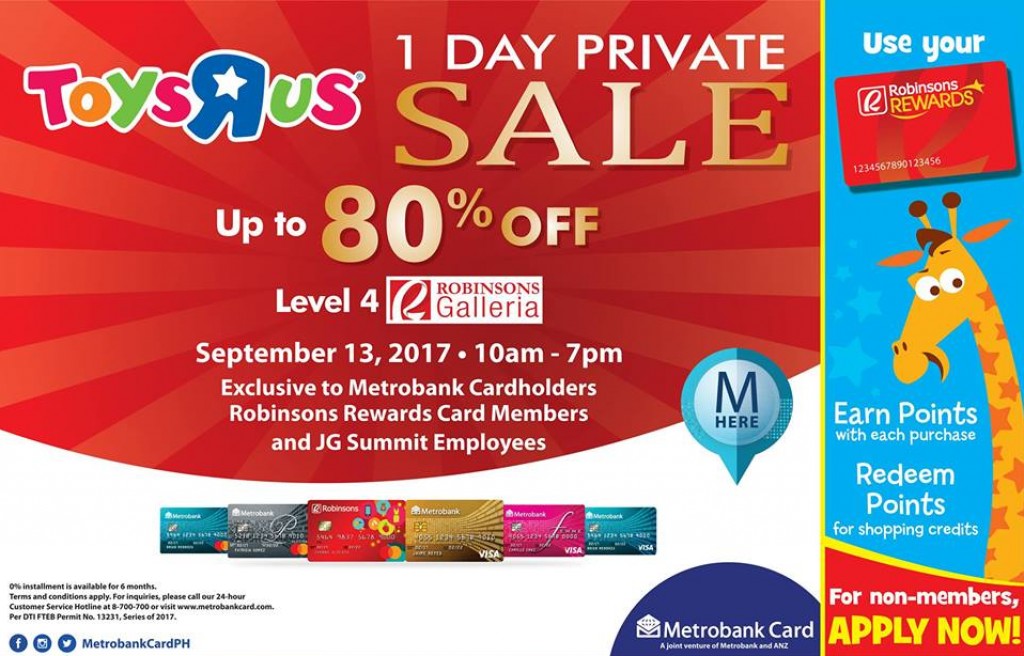 Toys R Us 1-Day Private Sale at Robinsons Galleria - September 13, 2017 Toys R Us 1-Day Private Sale