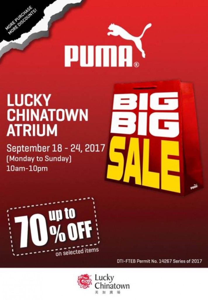Up to 70% OFF at PUMA Big Big SALE in Lucky Chinatown Atrium until Sept 24, 2017 PUMA Big Big Sale Optimized 712x1024 1506007308
