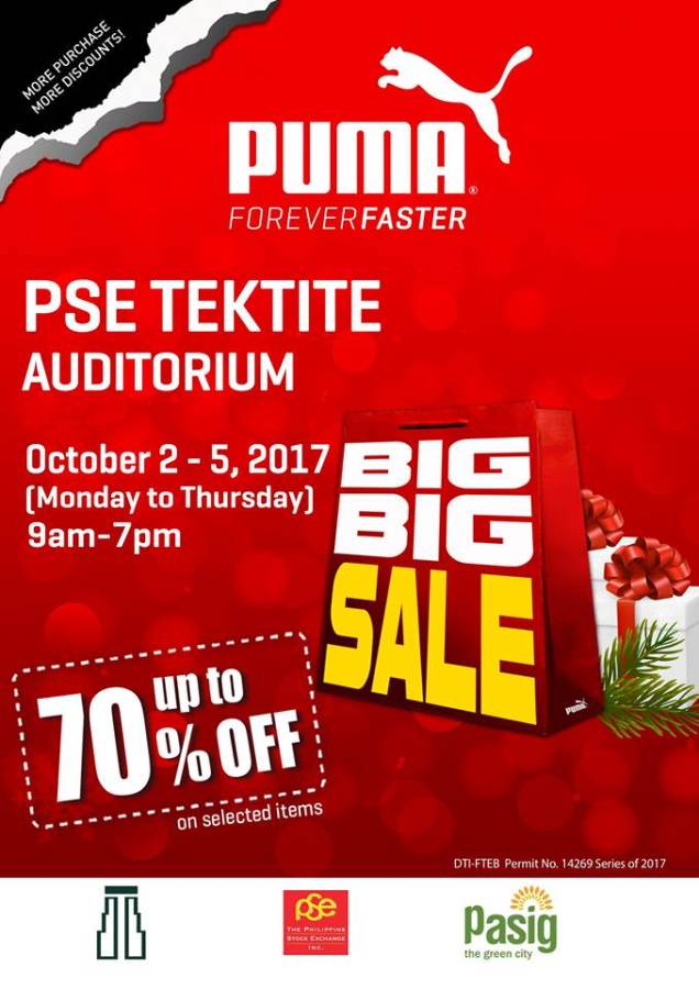 PUMA BIG SALE at PSE Tektite Auditorium - Oct 2 to 5, 2017