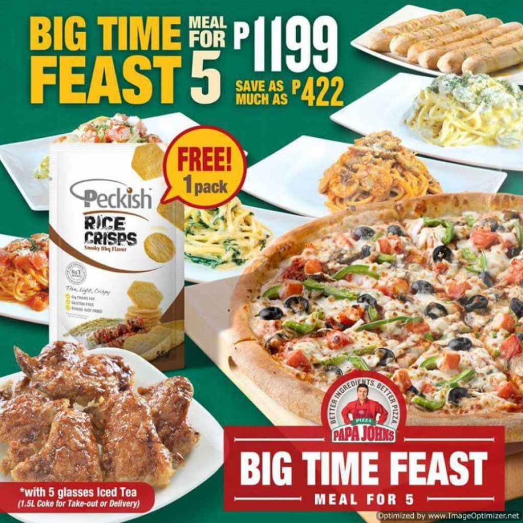 Save as much as Php422 from Papa John's BIG TIME FEAST Promo Papa John's BIG TIME FEAST Promo