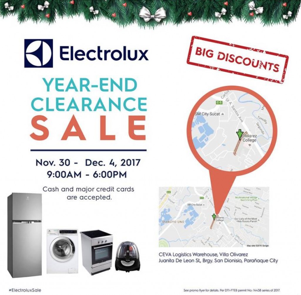 Electrolux Year-End Clearance Sale from Nov 30 to Dec 4, 2017 Electrolux Year-End Clearance Sale