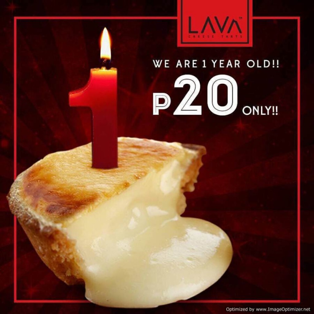Php20 Treats from LAVA Cheese Tarts 1st Year Anniversary Promo - November 11 Only LAVA Cheese Tarts 1st Year Anniversary Promo