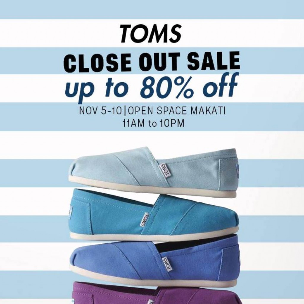 Up to 80% OFF at TOMS Shoes Close Out Sale until November 10, 2017! TOMS Shoes Close Out Sale