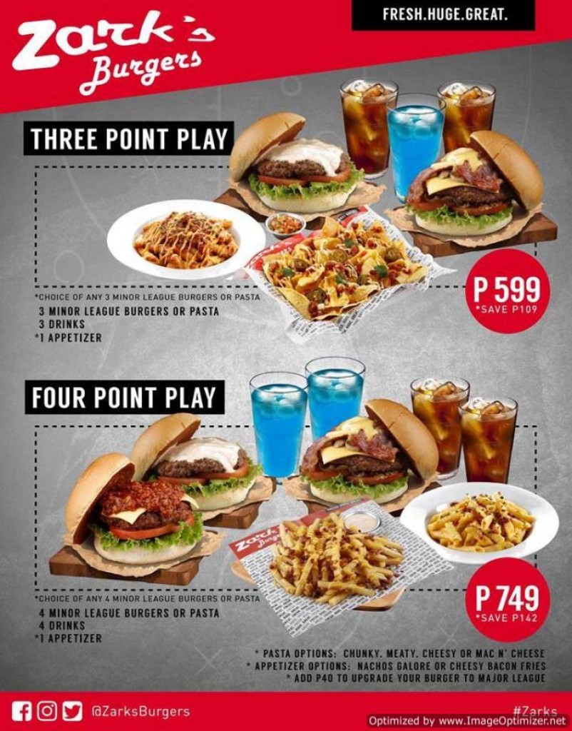 Zark's Burgers Group Meals