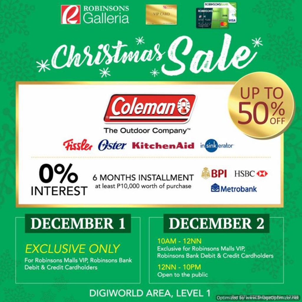 COLEMAN Christmas Sale - December 1 and 2, 2017 COLEMAN Christmas Sale