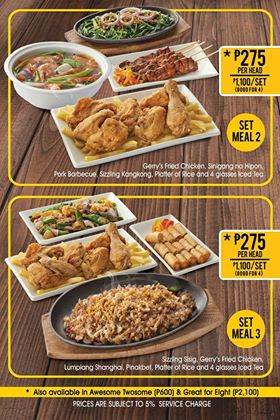 Gerry's Grill Group Meal Deals