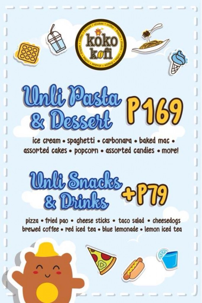 UNLI Pasta and Dessert Buffet for Php169 at Koko Kofi Caloocan Branch Koko Kofi Caloocan