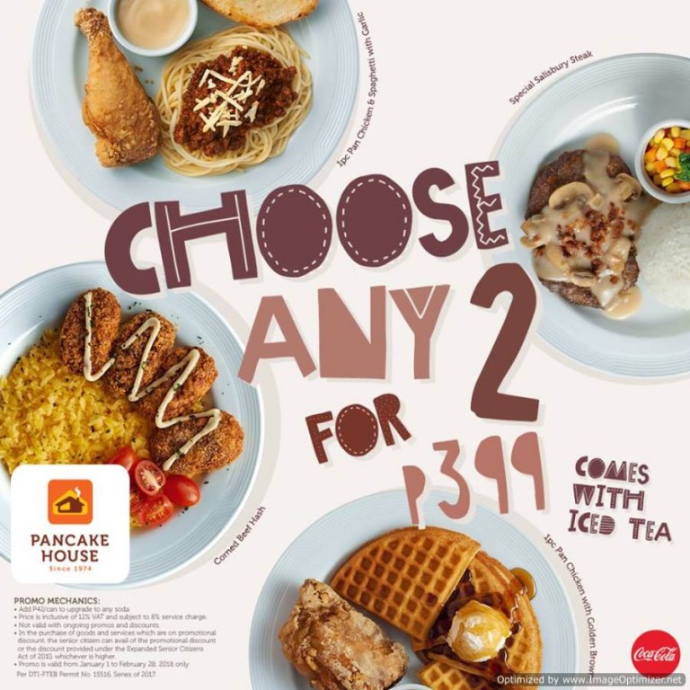 Only for Php399! Pancake House Choose Any 2 Promo until February 28