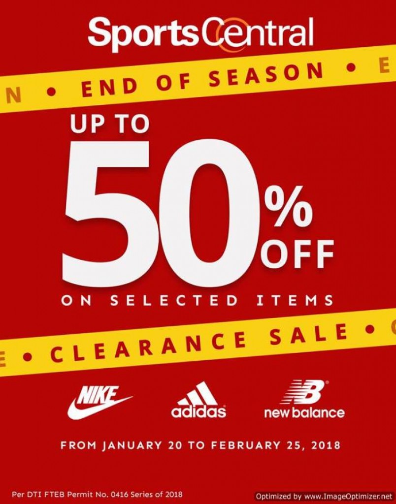 Sports Central End of Season Clearance Sale until Feb. 25, 2018