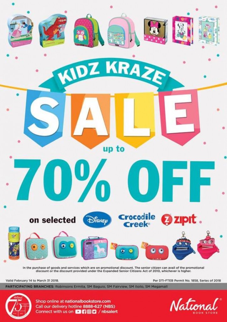 National Book Store's Kidz Kraze Sale on Selected Branches until Mar. 31, 2018 National Book Store's Kidz Kraze Sale
