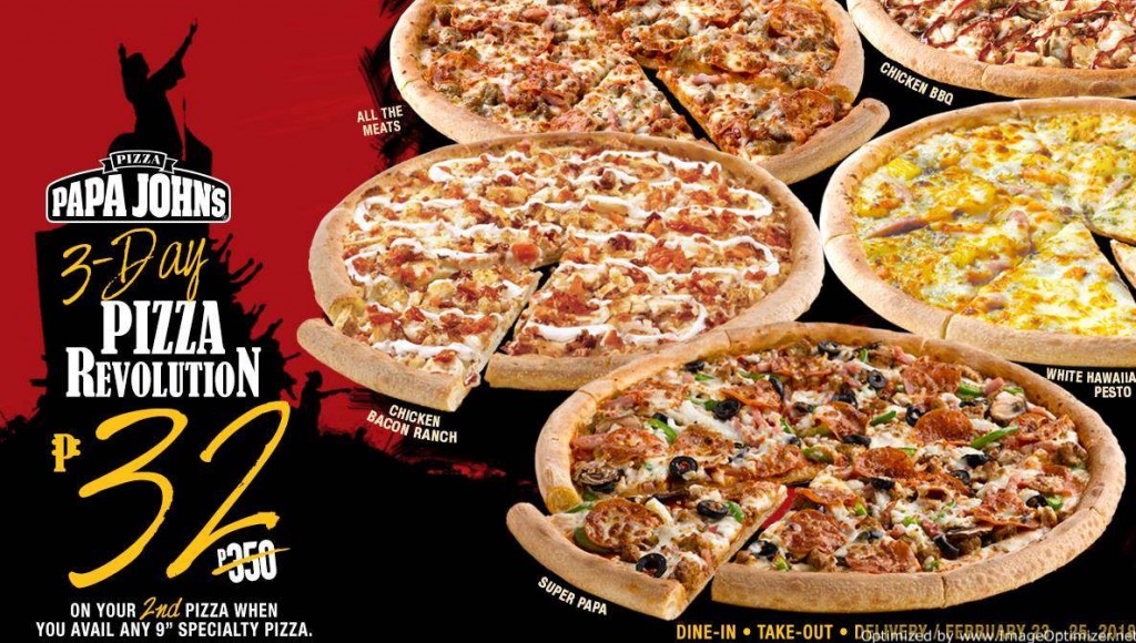 Papa John's 3-Day Pizza Revolution from February 23-25, 2018 Papa John's 3-Day Pizza Revolution