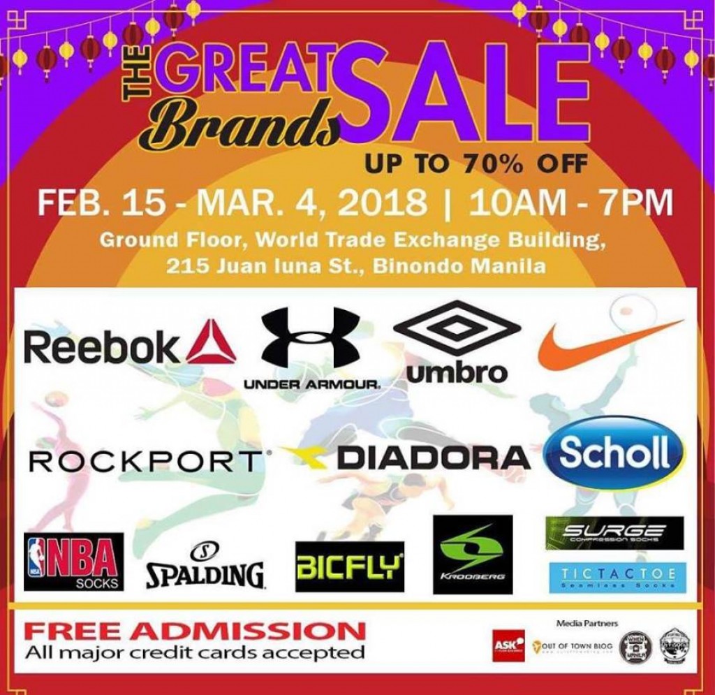 The Great Brands Sale at the World Trade Exchange Building in Binondo - Feb 15 to Mar 4, 2018 The Great Brands Sale at the World Trade Exchange Building