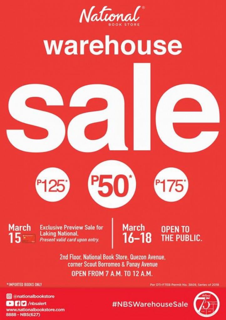 Tons of Books for just P50, P125, or P175 at National Bookstore Warehouse Sale - March 15 to 18, 2018 National Book Store Warehouse Sale