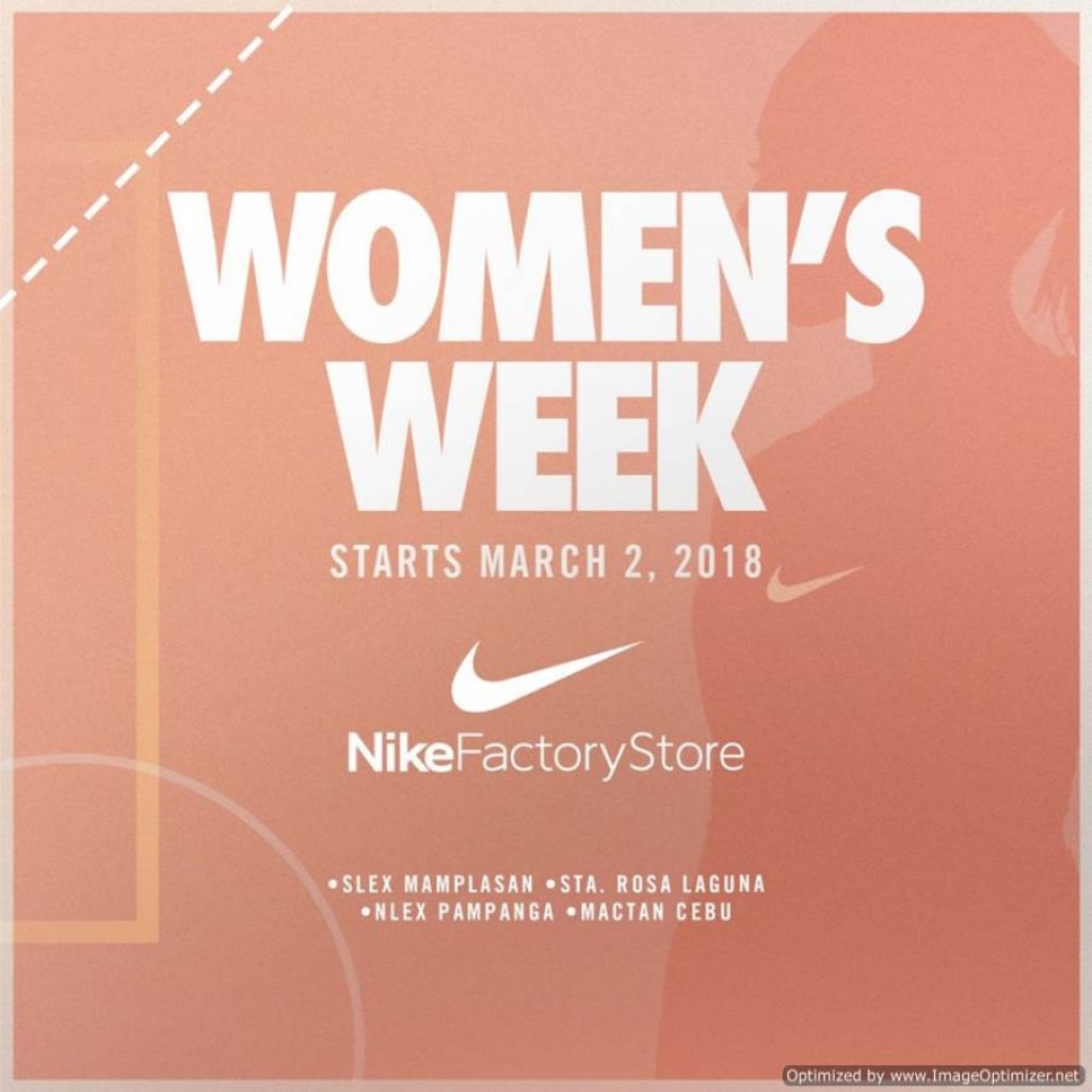 Save up to 50% OFF at Nike Factory Store Women's Week Sale Starting March 2, 2018 Nike Factory Store Women's Week Sale