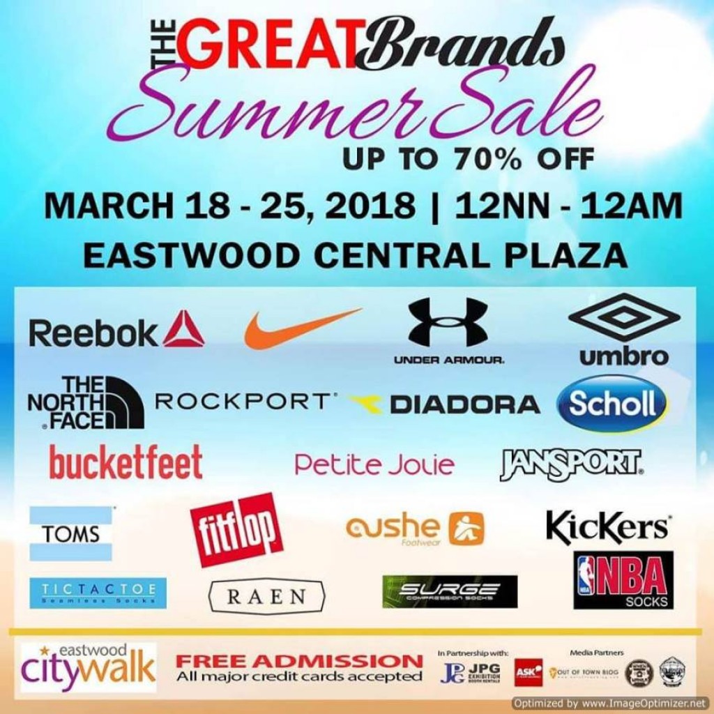 The Great Brands Summer Sale at Eastwood until March 25, 2018 Great Brands Summer Sale