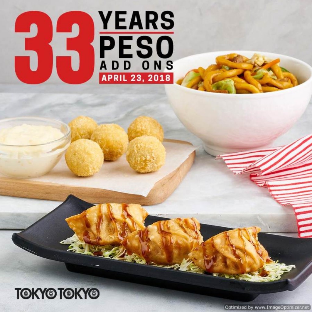 Tokyo Tokyo 33rd Anniversary Treat - Save as Much as 45% on Sides on April 23, 2018 ONLY Tokyo Tokyo 33rd Anniversary Treat