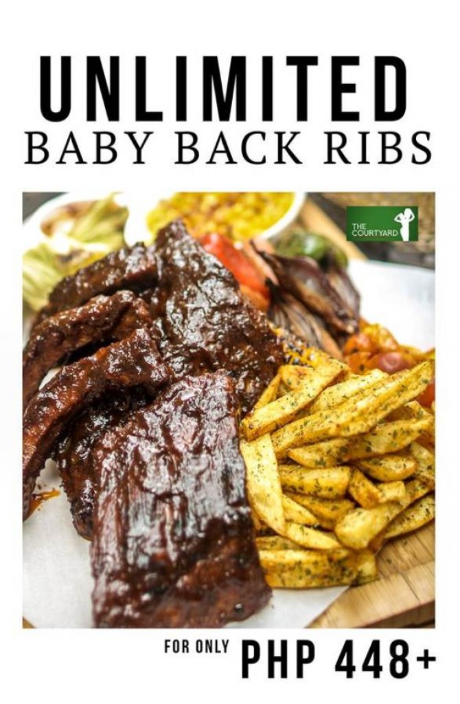 The Courtyards's UNLIMITED Baby Back Ribs Promo for Php448+ until April 30, 2018 UNLIMITED Baby Back Ribs