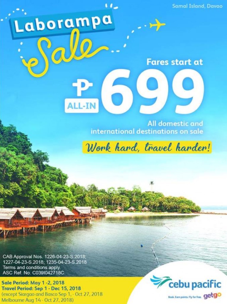 Cebu Pacific Laborampa Sale - Fares Start at Php699 ALL-IN from May 1-2, 2018 Cebu Pacific Laborampa Sale