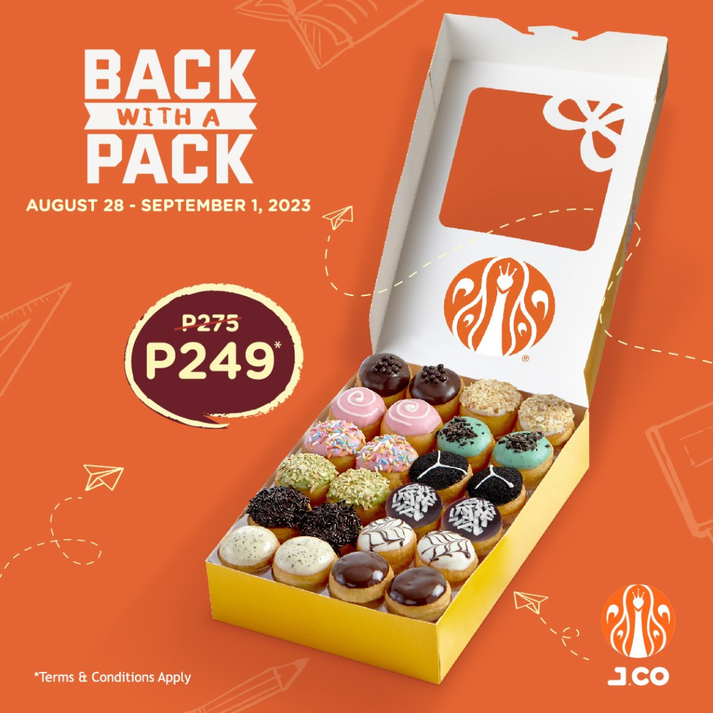 J.CO Donuts' Back With A Pack Promo - Aug 28 to Sept 1 J.CO Donuts' Back With A Pack Promo