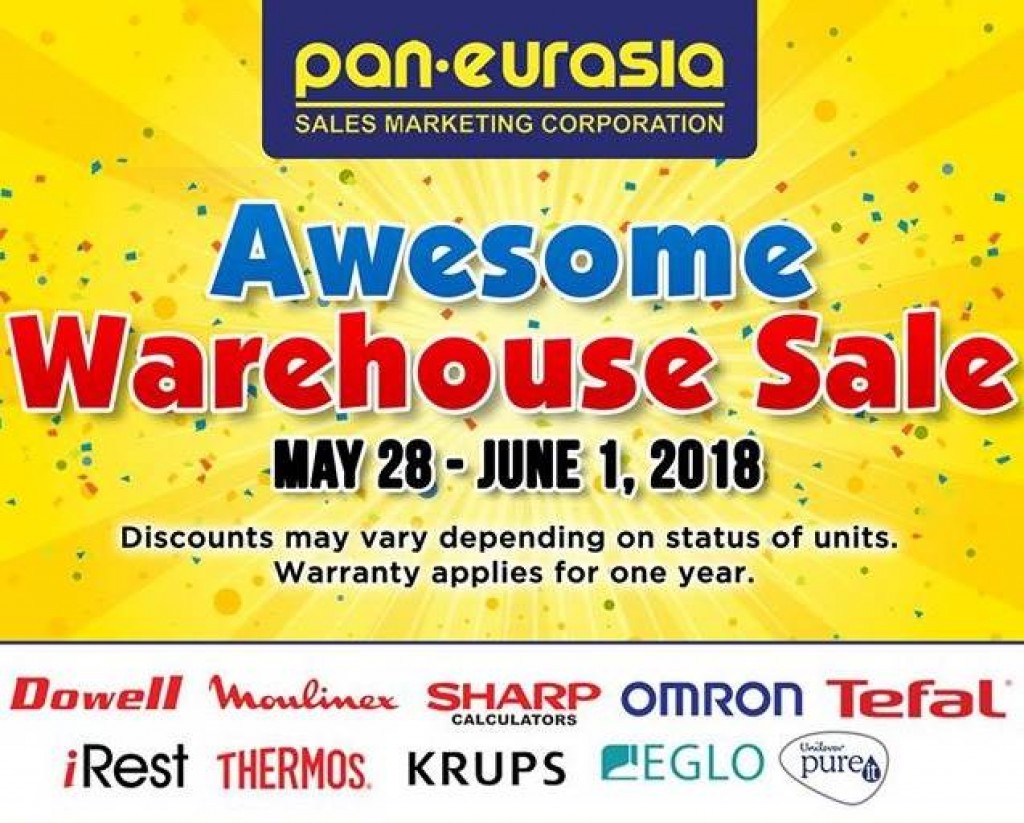 Pan Eurasia AWESOME Warehouse Sale from May 28 to June 1, 2018 Pan Eurasia