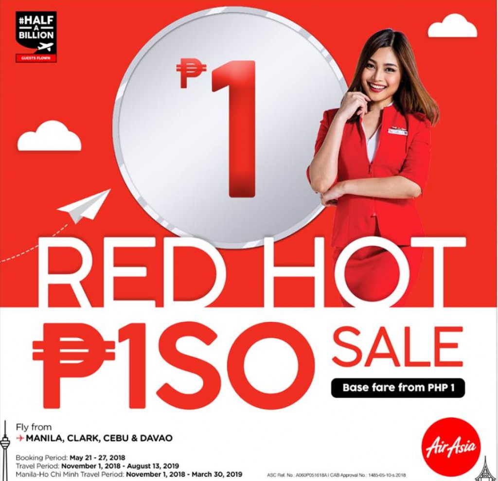 AirAsia's Red Hot Piso Sale from May 21-27, 2018 AirAsia's Red Hot Piso Sale