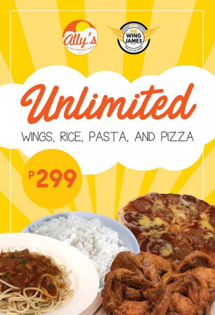 Ally's All-Day Breakfast Place - Unli Pizza, Pasta, Wings at Php299 and More Treats Ally's All-Day Breakfast Place