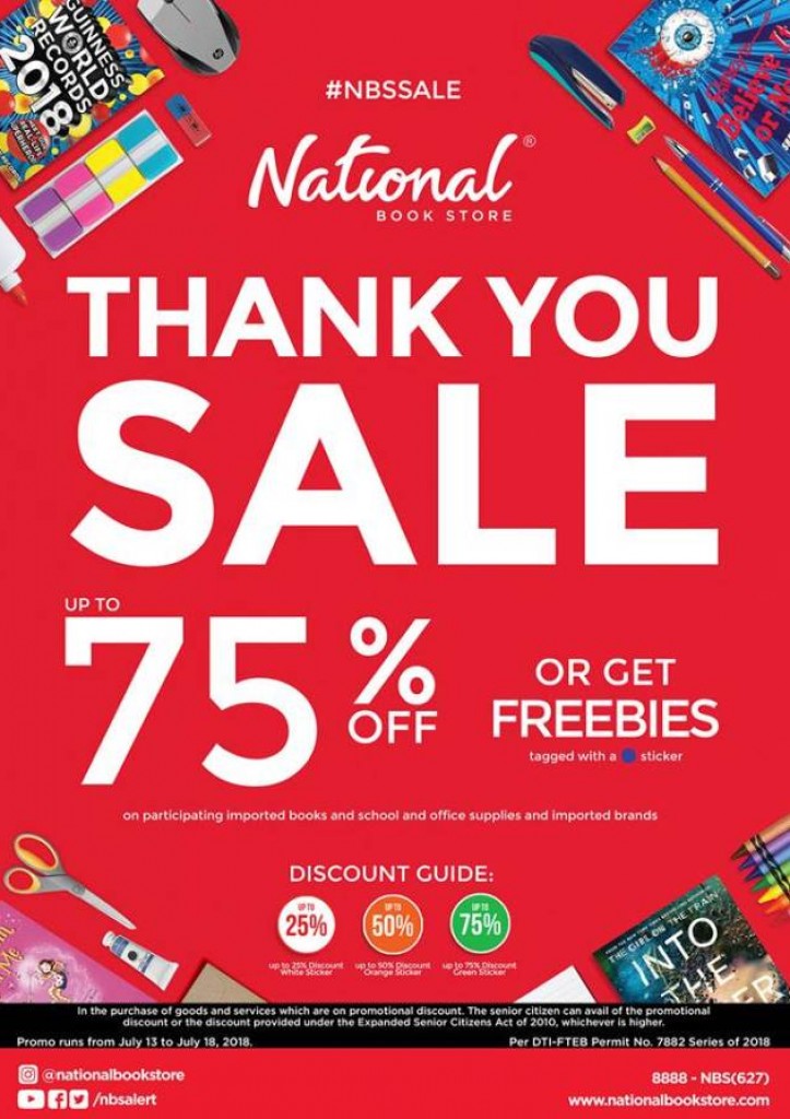National Bookstore THANK YOU Sale from July 13-18, 2018 National Bookstore THANK YOU Sale