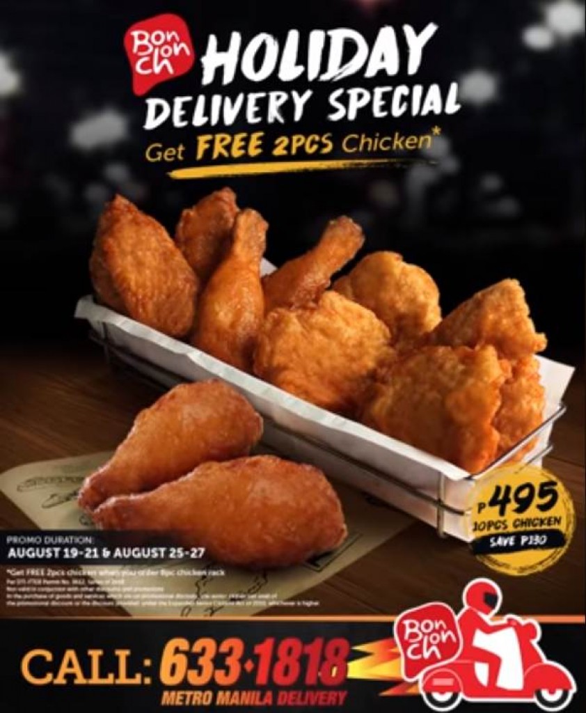 Bonchon Holiday Delivery Special on August 19-21 and August 25-27, 2018 Bonchon Holiday Delivery Special