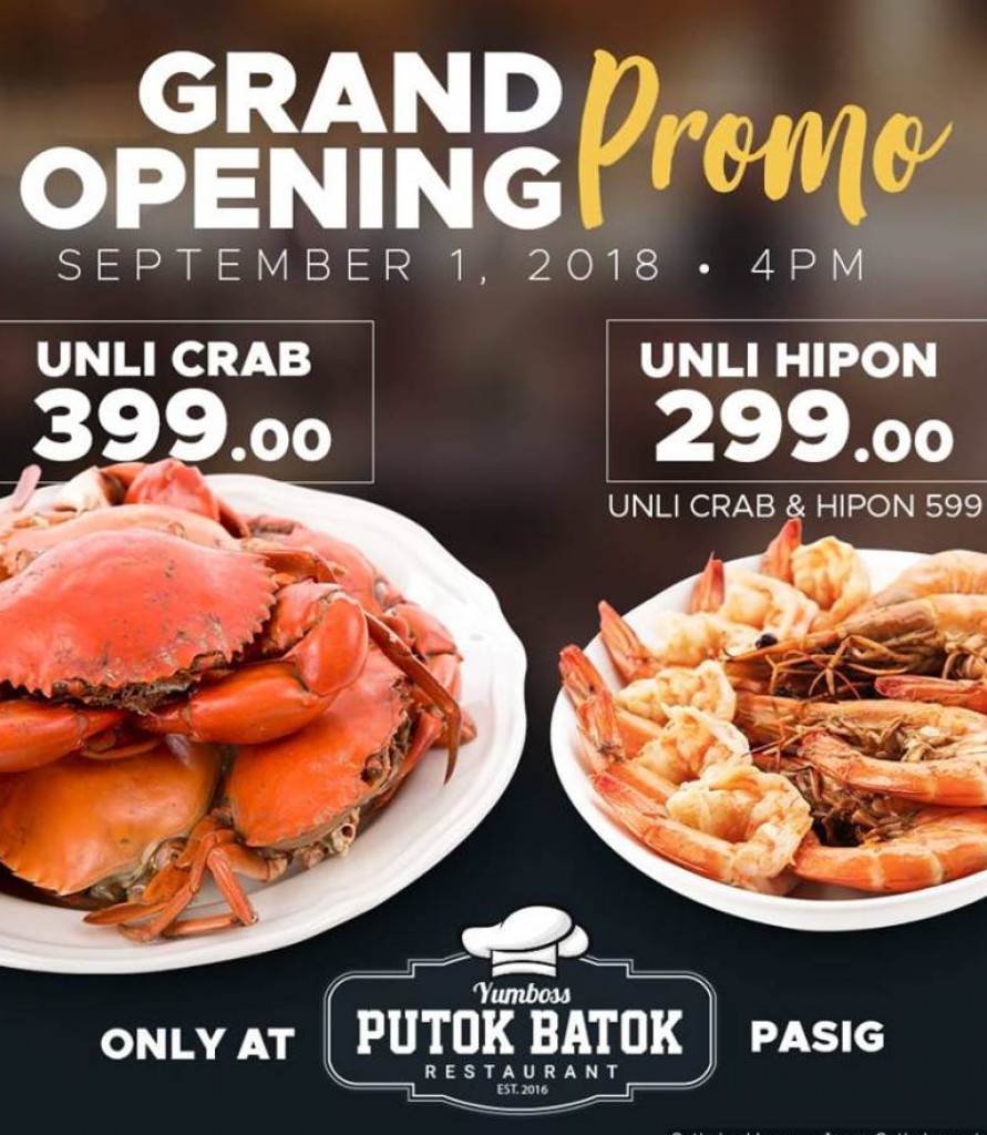 YumBoss Pasig Grand Opening - Unli Crab and Unli Shrimp Treats on Sept 1, 2018 YumBoss Pasig Grand Opening