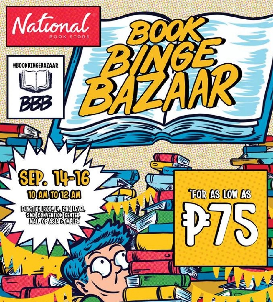 National Book Store Book Binge Bazaar 2018 - for as low as P75 each from Sept 14-16 National Book Store Book Binge Bazaar 2018