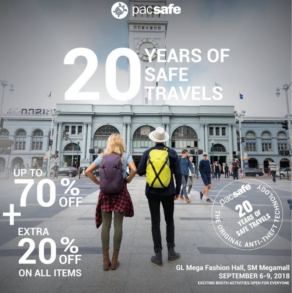 Pacsafe 20th Anniversary Sale from September 6-9, 2018 Pacsafe 20th Anniversary Sale