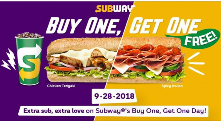 SUBWAY Buy One Get One FREE