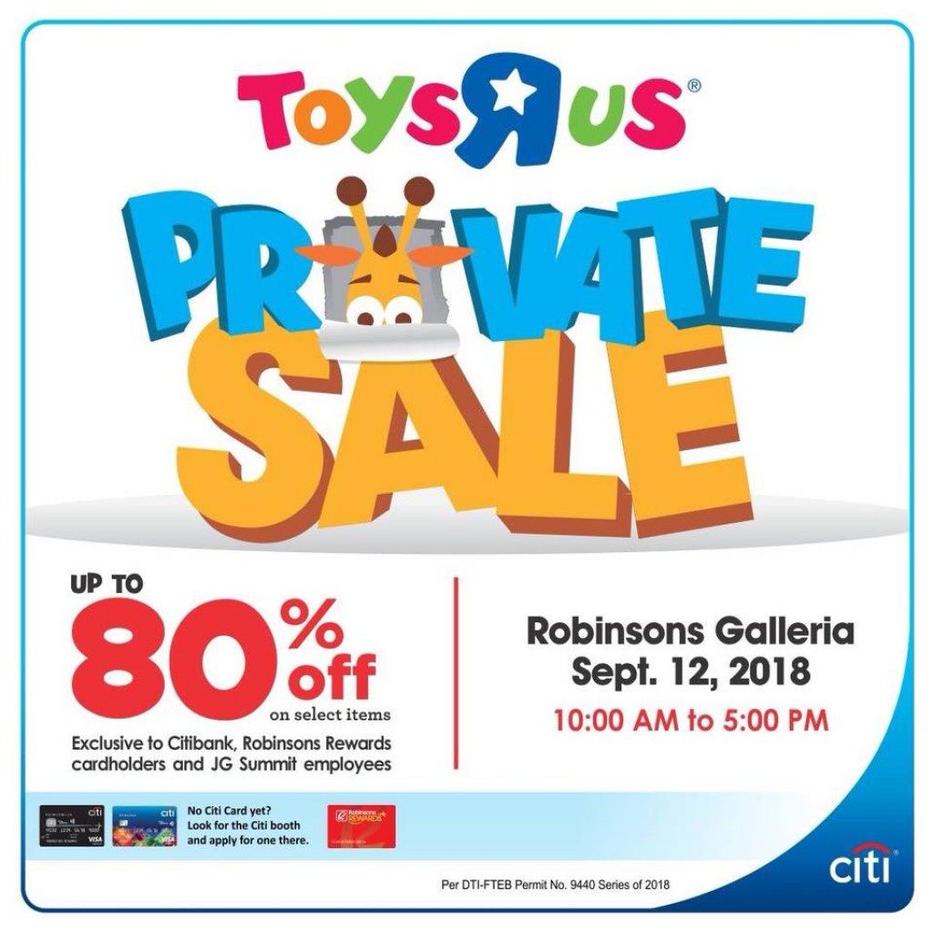 Toys R Us Private Sale 2018 at Robinsons Galleria - Sept 12 ONLY Toys R Us Private Sale 2018