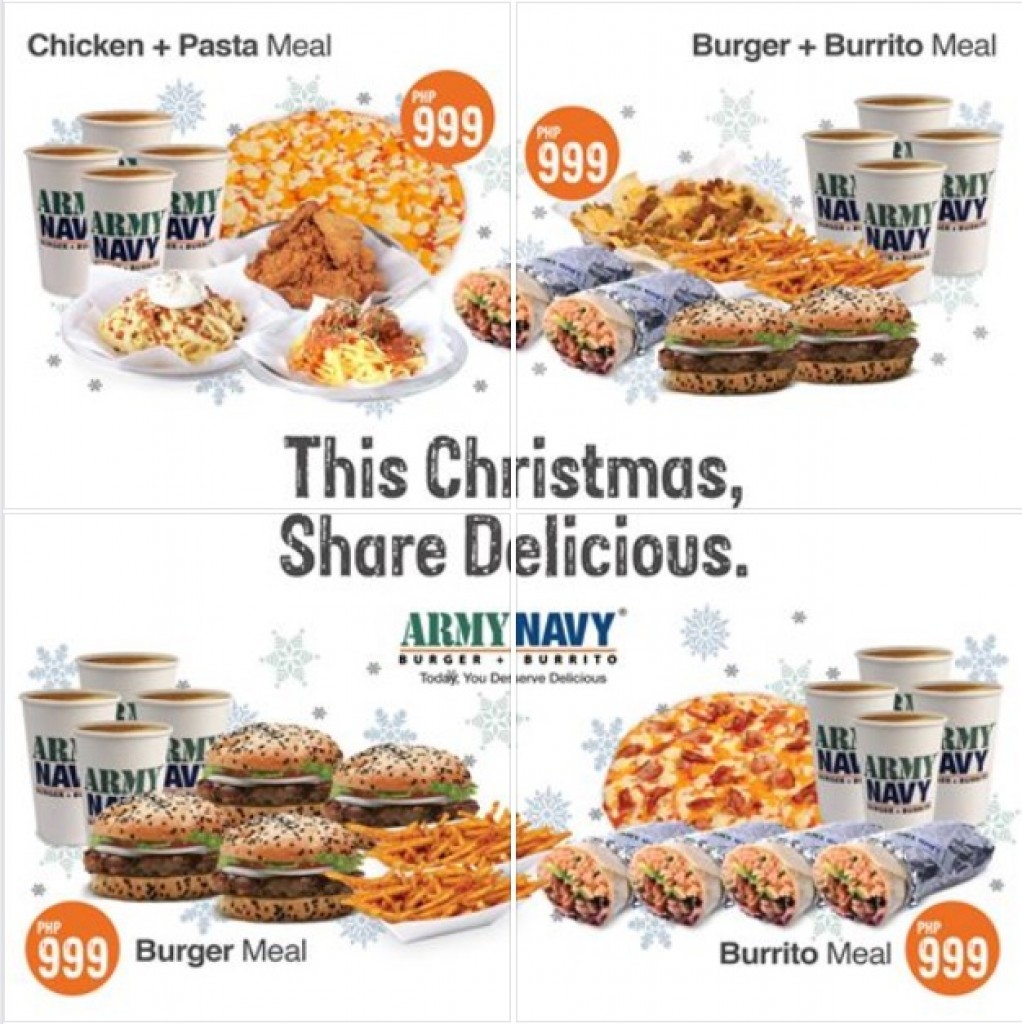 ArmyNavy Holiday Group Meals 2018 - Burger + Burrito and More! ArmyNavy Holiday Group Meals 2018