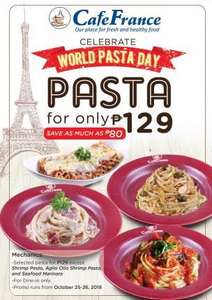 CafeFrance's World Pasta Day 2018 Promo
