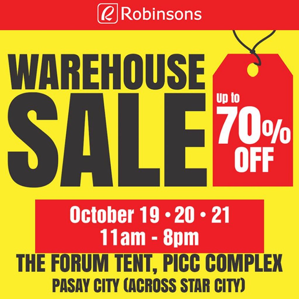 Robinsons Warehouse Sale 2018 - October 19-21 Robinsons Warehouse Sale 2018
