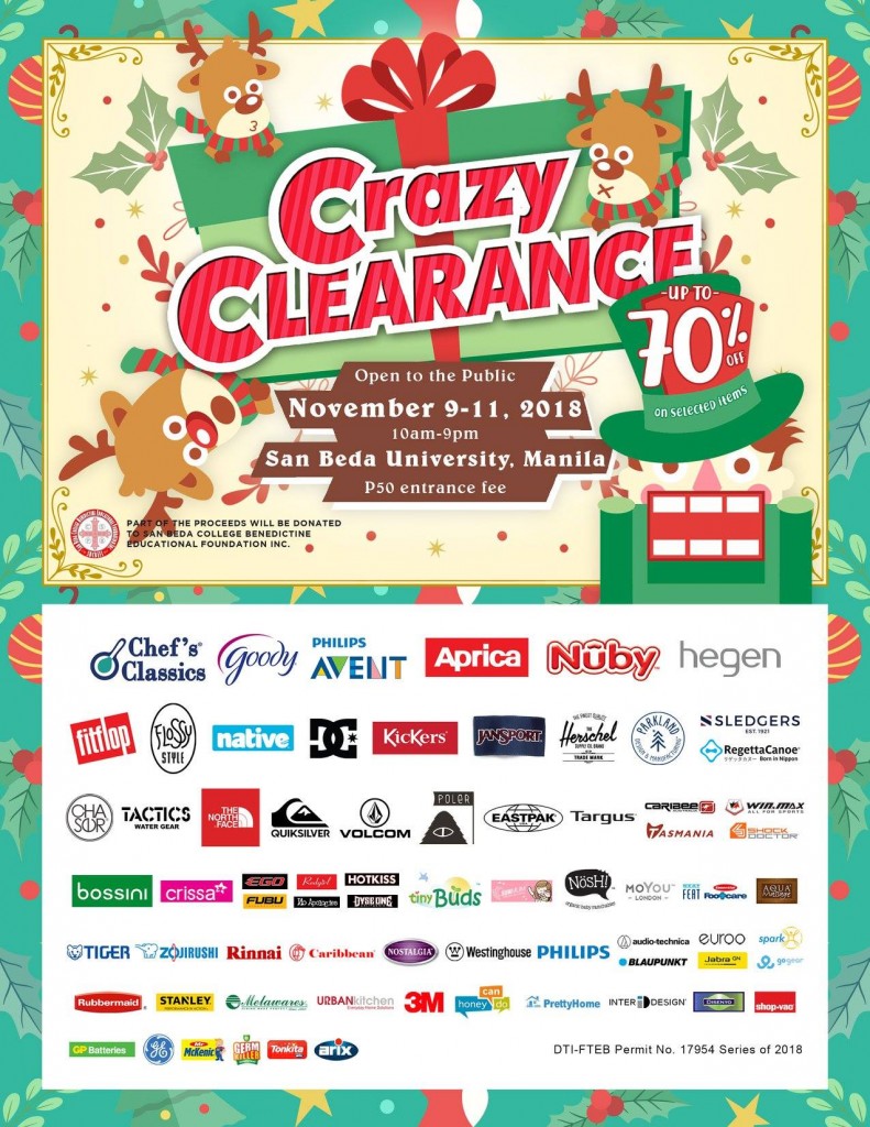 Crazy Clearance Sale 2018 from Nov. 9-11 in San Beda, Manila Crazy Clearance Sale 2018 791x1024