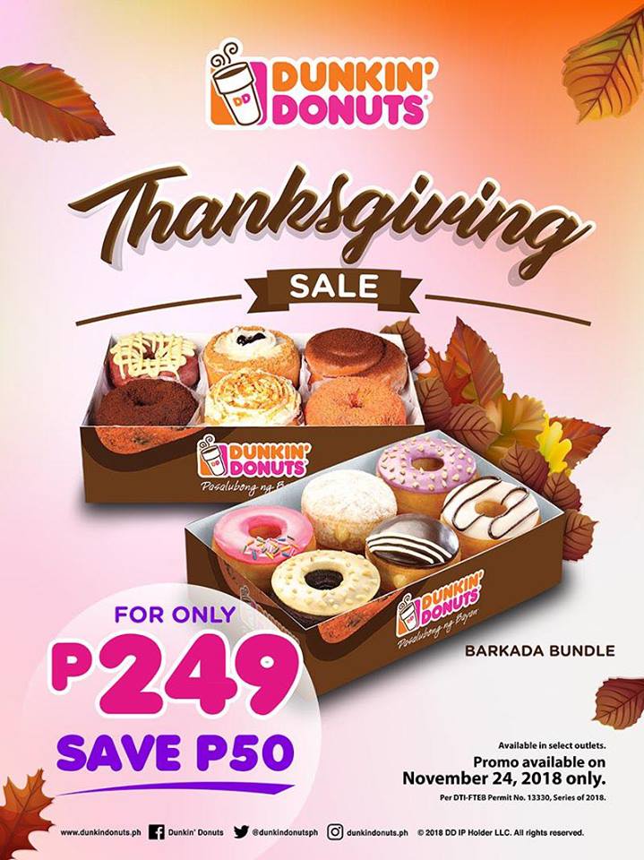 Dunkin' Donuts Thanksgiving Sale 2018