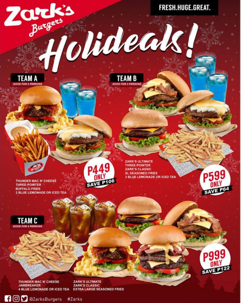 Zark's Burgers 2018 Holideals Promo starts Dec. 1 Zark's Burgers 2018 Holideals Promo
